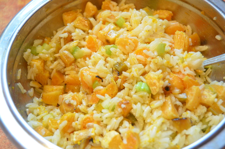 Рисовый салат с печеной тыквой и мандаринами: шаг 7