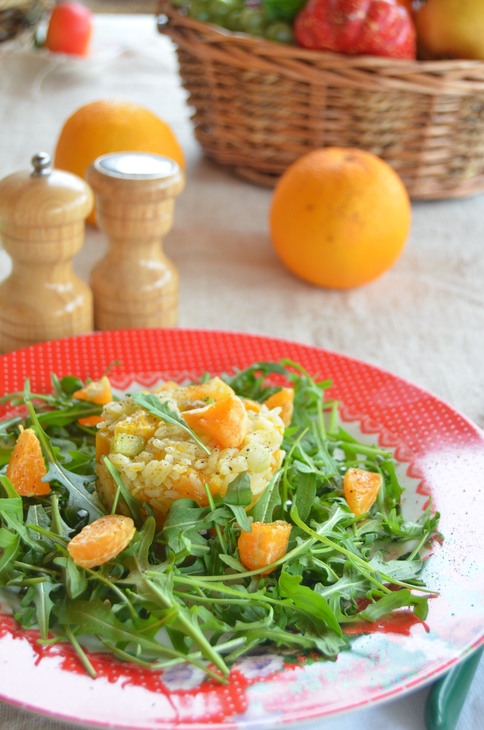 Рисовый салат с печеной тыквой и мандаринами: шаг 8