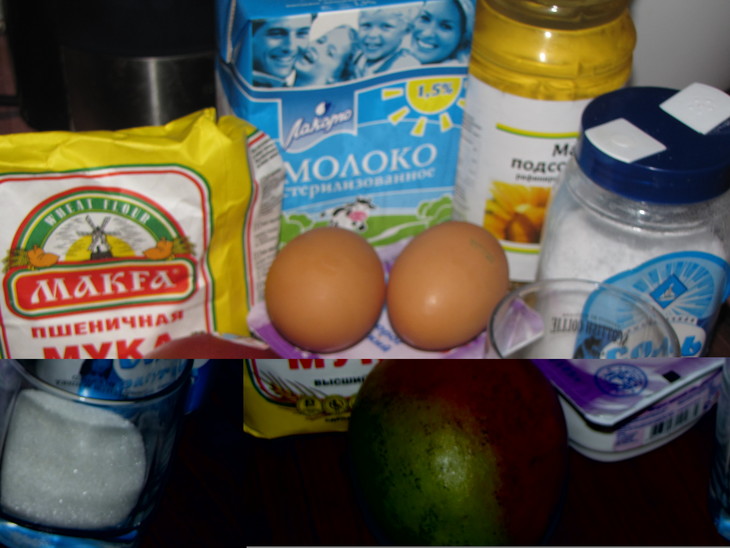 Блинчики с творожно-манговой начинкой: шаг 1
