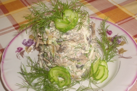 Салат из говяжей печени с грибами: шаг 6