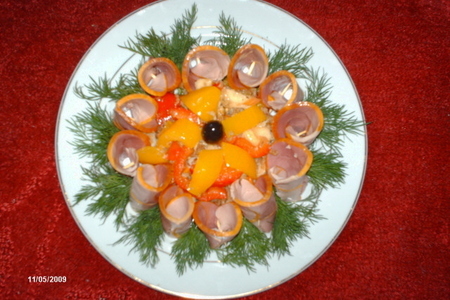 Овощной салат в короне из бекона: шаг 4