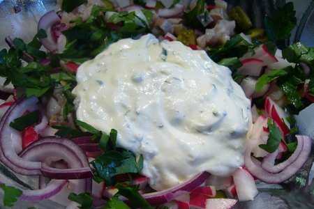 Овощные рёсти (rösti) с селедочным салатом: шаг 7