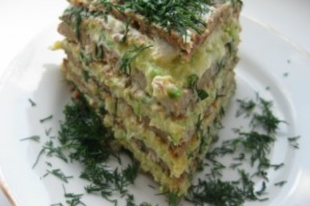 Печёночно-овощной тортик с зеленью: шаг 7