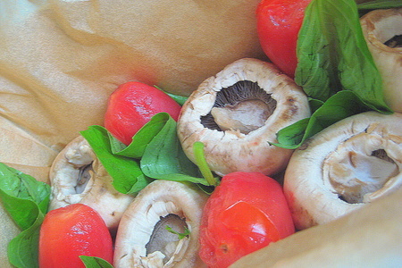 Сырная полента с грибами, базиликом и томатами черри: шаг 4