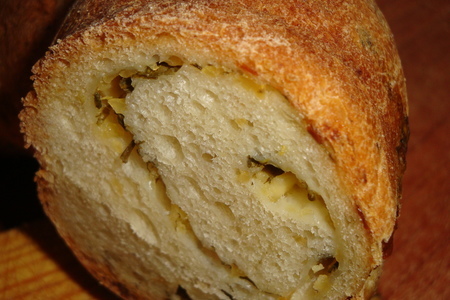 Манно-пшеничный сырный хлеб с начинкой: шаг 2