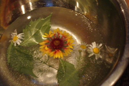Ледяная чаша с живыми цветами: шаг 1