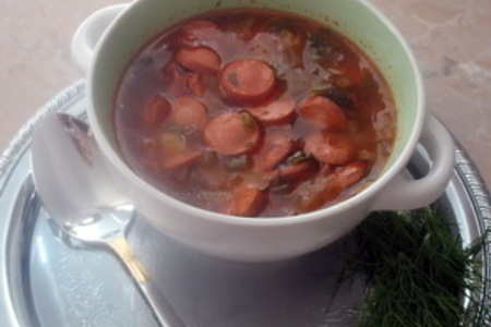Суп томатный с копчеными сосисками: шаг 5