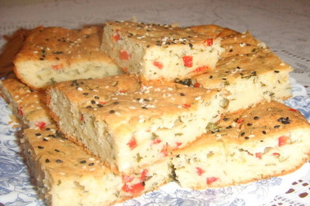 Сырный кекс с зеленью и болгарским перцем: шаг 3