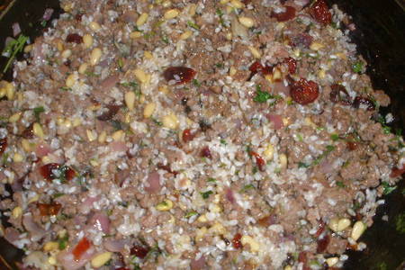 Тимбаль из баклажанов с начинкой из мяса и риса с кедровыми орешками: шаг 3