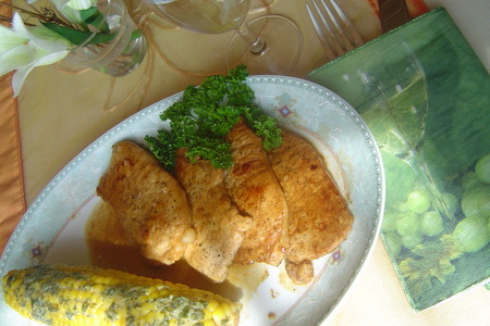 Фламбированное филе с перцем и кукурузa в масляном соусе.: шаг 9