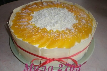 Нежный сырно-сливочный торт с персиками: шаг 4