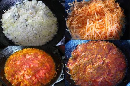 Помидоры и перец фаршированные мясом и рисом: шаг 2