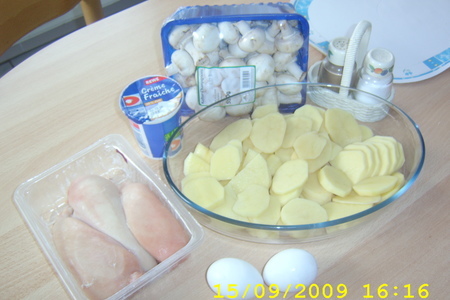 Куриная грудинка на картофельной подушке и под грибным покрывалом: шаг 1