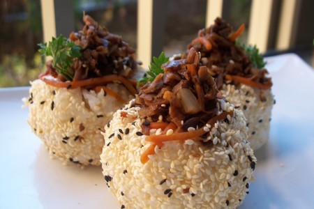 Рисовые шарики с грибами по мативам японской кухни!!!: шаг 5