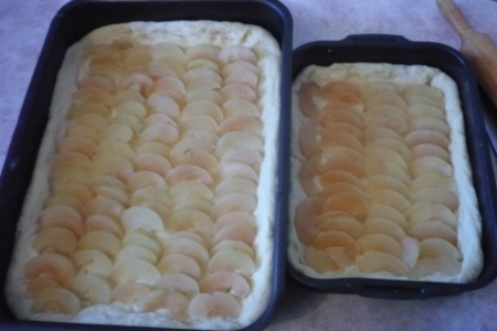 Дрожжевой пирог с яблоками под сметанной заливкой: шаг 3