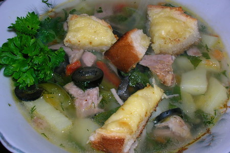 Суп из индейки с маслинами и сырными гренками: шаг 5
