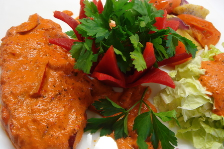 Филе рыбы под вкусным соусом "пепер майоро" с овощным гарниром.: шаг 8