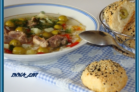 Суп со свининой и оливками ( неправильный,а может быть и правильный): шаг 1