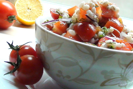 Салат с перловкой и помидорами,  лимонная заправка: шаг 5