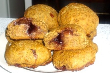 Орехово-ржаные булочки с джемом (постное): шаг 7