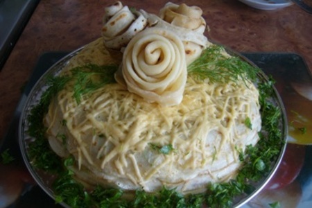 Торт блинный сырно - грибной.: шаг 5