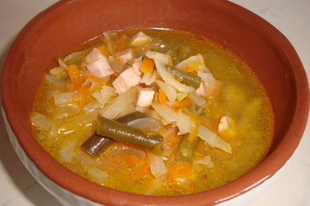Суп на курином бульоне с ветчиной: шаг 1