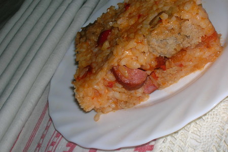 Сарту ( рисовый "пирог" со сборной мясной начинкой): шаг 15
