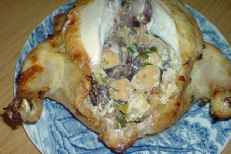 Цыплёнок по-домашнему,с маринованными грибами и сметаной: шаг 9