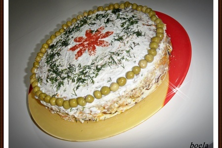 Овощной закусочный торт с творожно-чесночным кремом.: шаг 9
