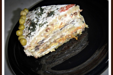 Овощной закусочный торт с творожно-чесночным кремом.: шаг 10