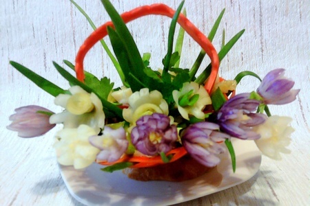 Цветы из мелкого лука (украшение блюд): шаг 8