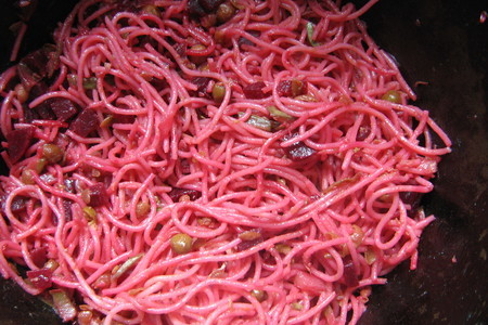 Розовые спагетти "утреннее искушение": шаг 6