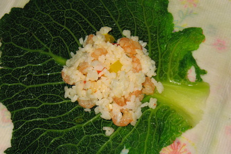 Голубцы из савойской капусты с креветками. холодная закуска: шаг 5
