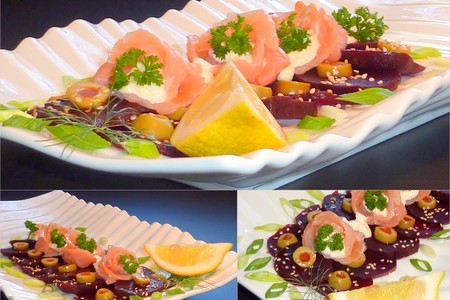 Салат с копчённым лососем и свеклой  на завтрак: шаг 1