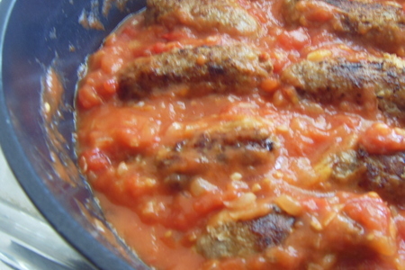 Соус "бегенди"-пюре из баклажанов с мясными рулетиками в томатном соусе.: шаг 9