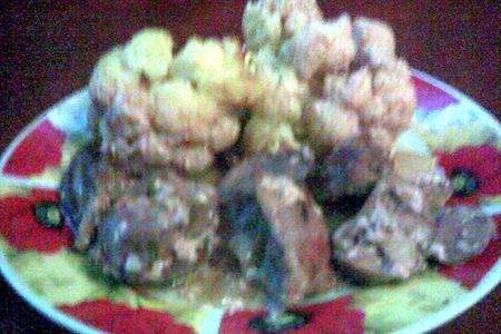 Печень куриная  с цветной капустой, запеченные в сливках: шаг 7