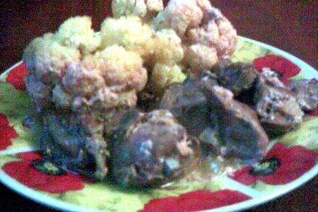 Печень куриная  с цветной капустой, запеченные в сливках: шаг 9