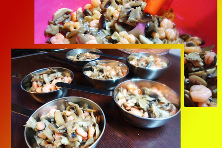 Жюльен из грибов с чесночными креветками + канапе с паштетом "грибочек": шаг 14