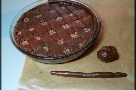 Шоколадный пирог из песочно-орехового теста с курагой и цитрусовыми.: шаг 22