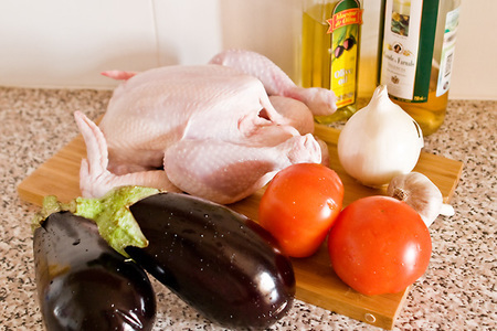 "poulet d'arles" - цыпленок с баклажанами: шаг 1