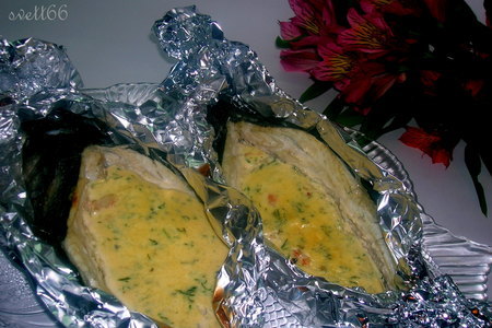 Сибас фаршированный креветками в сырном соусе для романтического ужина или просто так: шаг 13