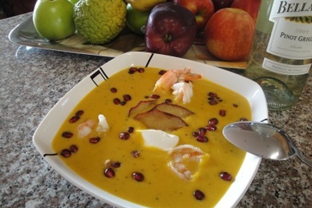 Яблочно-тыквенный суп с  креветками: шаг 7