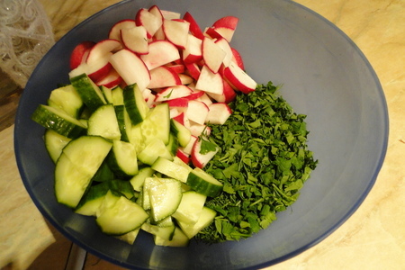 Овощной весенний салат зимой: шаг 4