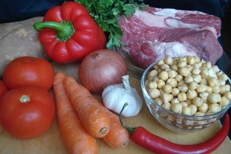 Паровой нутовый суп с мясом и овощами (дуэль): шаг 1
