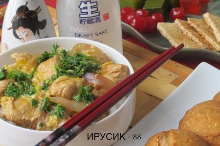 Oyakodon 親子丼 яичница с курицей в кипящем соусе дамбури.: шаг 18