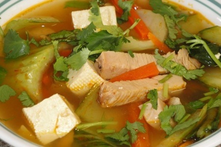 Острый суп с копчёной индейкой и тофу: шаг 9