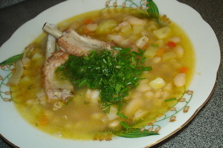Суп из белой фасоли на бульоне из свинных ребрышек: шаг 7