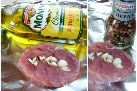 Шпигованное чесноком мясо на мангале с томатным соусом ( из серии "айда на пикник"): шаг 4