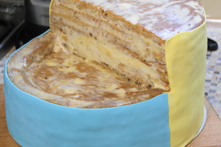 Торт цирк с медовыми коржами и сметанно-маслянным кремом с карамелизированными изюмом и черносливом: шаг 20