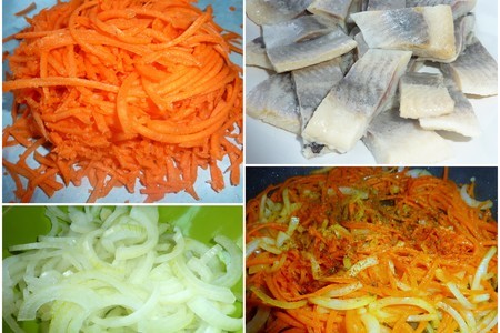 Закуска из сельди с луком и  морковью: шаг 1